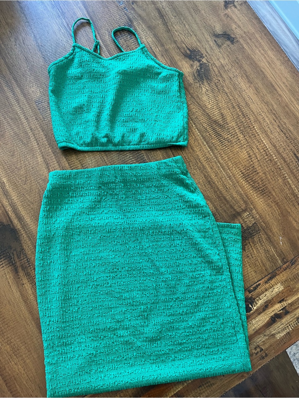 Sadie x Sage Green Midi Skirt Size Small With Matching Crop Top Size XS
